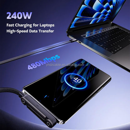 Cable USB-C 240W 2 en 1 con Soporte Integrado